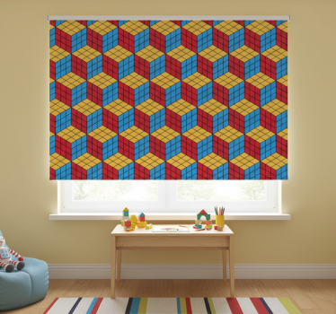 Rollo fenster kinderzimmer rubik würfel originalmuster - TenStickers