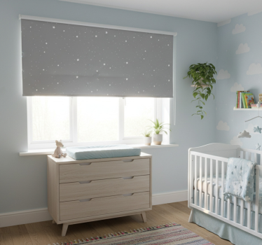 Rollo fenster kinderzimmer weiße sterne auf grau - TenStickers