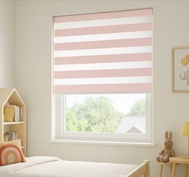 Rollo Fenster Kinderzimmer weiße und rosa streifen - TenStickers