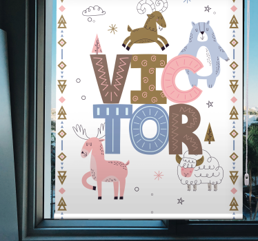 Rollo Fenster skandinavisch kinder-tierdesign mit namen - TenStickers