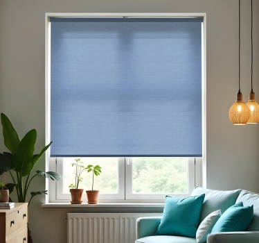 Rollo Fenster Wohnzimmer dünnes blaues jutemotiv - TenStickers