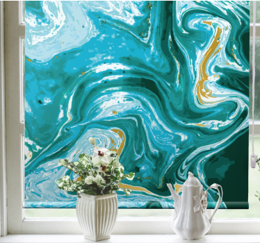 Rollo Fenster Muster marmorierte aqua-wirbel - TenStickers