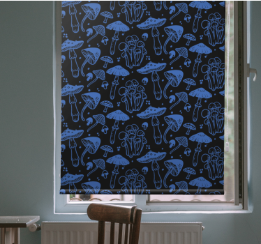 Rollo Fenster originell blaues pilzmotiv - TenStickers
