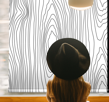 Rollo Fenster Muster schwarz-weiße holzlinien - TenStickers