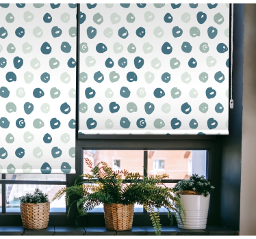 Rollo Fenster Wohnzimmer blau gemalte punkte - TenStickers