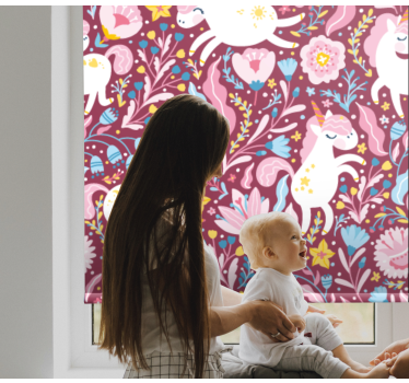 Rollo Fenster originell bunte einhornmuster - TenStickers