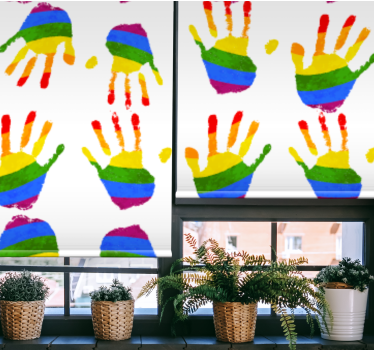Rollo Fenster originell buntes handabdruckmuster - TenStickers
