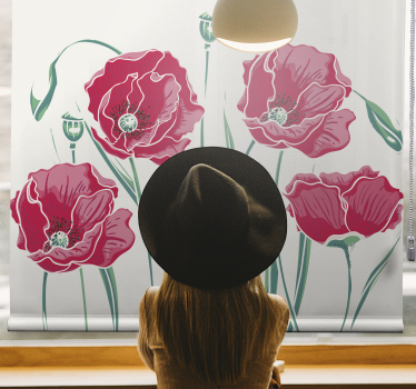 Rollo Fenster Blumen mohn blume eleganz - TenStickers