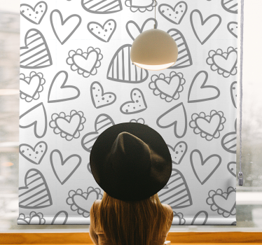 Rollo Fenster romantisch herz-skizzen-muster - TenStickers