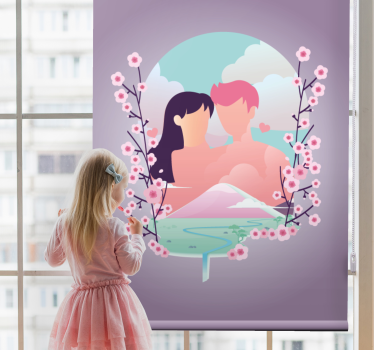 Rollo Fenster romantisch paar inmitten von blüten - TenStickers