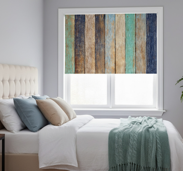 Rollo fenster schlafzimmer bunte holzplanken - TenStickers