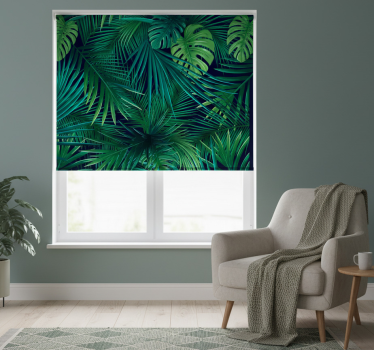 Rollo fenster schlafzimmer mit intensiven monstera-blättern - TenStickers