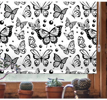 Rollo Fenster Schmetterlinge flatterndes schwarz und weiß - TenStickers
