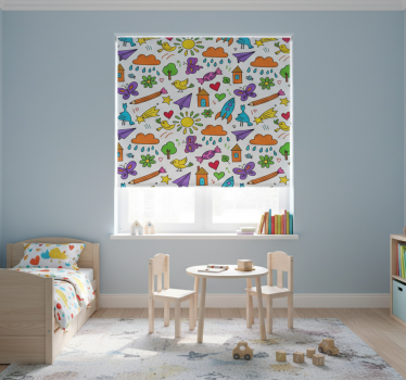 Rollo fenster skandinavisch verspielter kritzel-druck - TenStickers