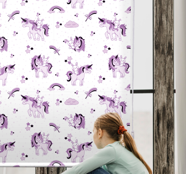 Rollo Fenster Kinderzimmer fantasie lila einhörner - TenStickers