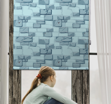 Rollo Fenster Muster blaue steinziegel - TenStickers