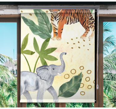 Rollo Fenster Kinderzimmer begegnung mit tropischen tieren - TenStickers