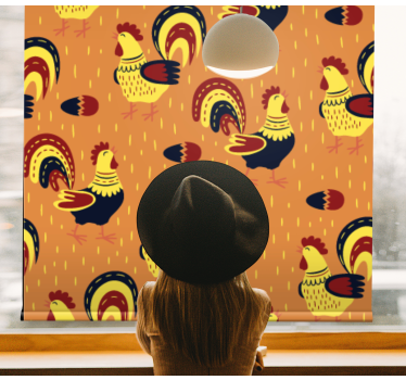 Rollo Fenster Tiere buntes hahnenmuster - TenStickers