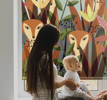 Rollo Fenster Tiere charmante füchse inmitten von laub - TenStickers