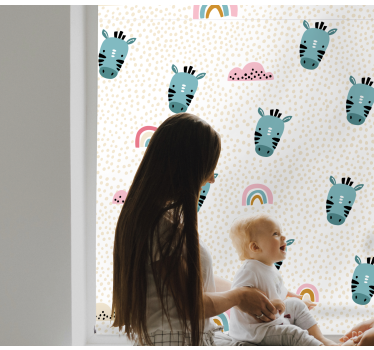 Rollo Fenster Kinderzimmer blaue zebras und regenbögen - TenStickers
