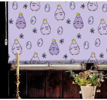Rollo Fenster Tiere lila hühner muster - TenStickers