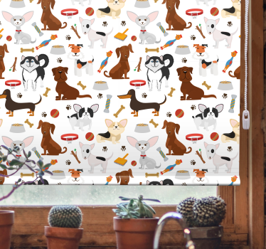 Rollo Fenster Tiere süße hundemuster - TenStickers