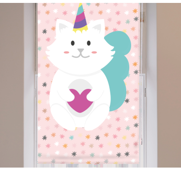 Rollo Fenster Tiere süße weiße katze - TenStickers