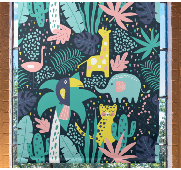 Rollo Fenster Kinderzimmer tropische nordische tiere - TenStickers