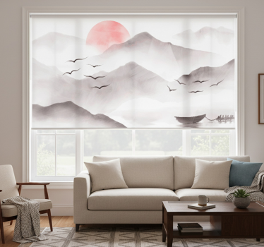 Rollo fenster weiß aquarell berge - TenStickers