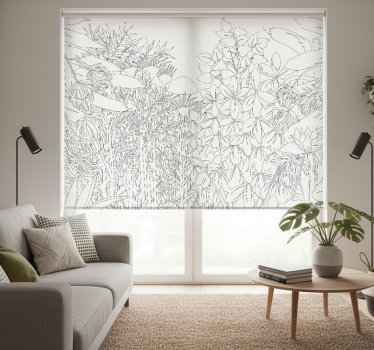 Rollo fenster weiß dschungel skizze - TenStickers