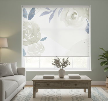 Rollo fenster weiß florale künstlerische illustration - TenStickers