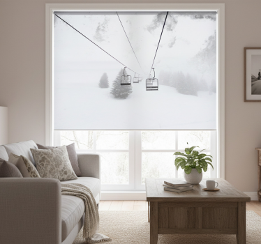 Rollo fenster weiß fotografie von seilbahn im schnee - TenStickers