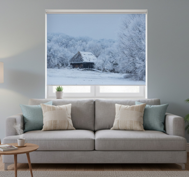 Rollo fenster weiß für den verschneiten innenhof - TenStickers
