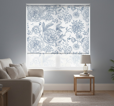 Rollo fenster weiß im retro blumenmuster - TenStickers