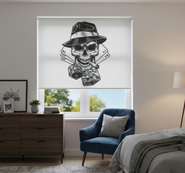 Rollo fenster weiß karte mit würfeln und totenkopf - TenStickers