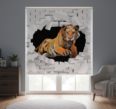 Rollo fenster weiß mit 3d tiger design - TenStickers