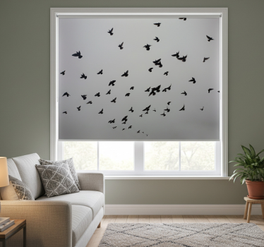 Rollo fenster weiß mit ästhetischem vogeldesign - TenStickers