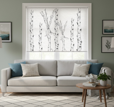 Rollo fenster weiß mit birkenstämmen - TenStickers