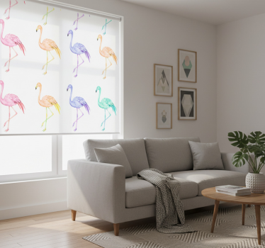 Rollo fenster weiß mit bunten nahtlosen flamingos - TenStickers