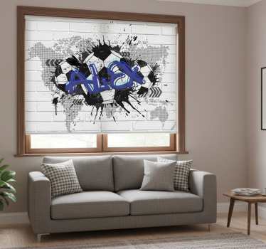 Rollo fenster weiß mit fußball graffiti design - TenStickers