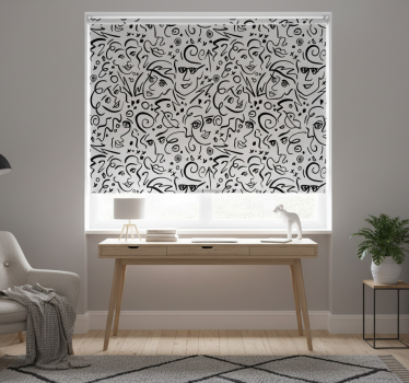 Rollo fenster weiß mit graffiti kunst in schwarzweiß - TenStickers
