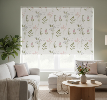 Rollo fenster weiß mit minimalistischem blumenmuster - TenStickers