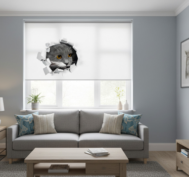 Rollo fenster weiß mit niedlicher katze - TenStickers