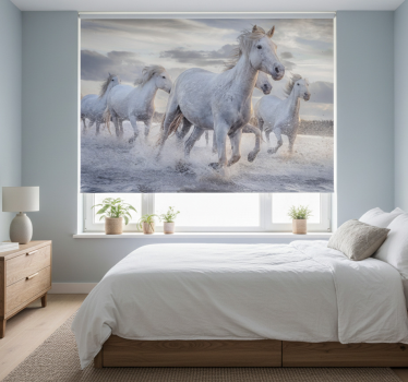 Rollo fenster weiß mit pferde-tränke fototapete - TenStickers