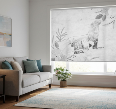 Rollo fenster weiß mit schwimmender robbe und blumen - TenStickers