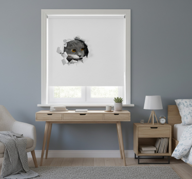 Rollo fenster weiß mit süßer katze - TenStickers