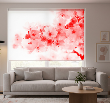 Rollo fenster weiß mit tapete rotbusch - TenStickers