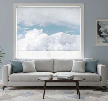 Rollo fenster weiß mit weißen flauschigen wolken - TenStickers