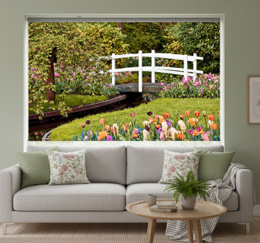 Rollo fenster wohnzimmer cottagecore grüne brücke - TenStickers