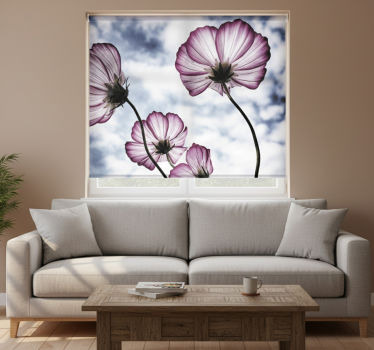 Rollo fenster wohnzimmer elegantes design lila kosmosblume - TenStickers
